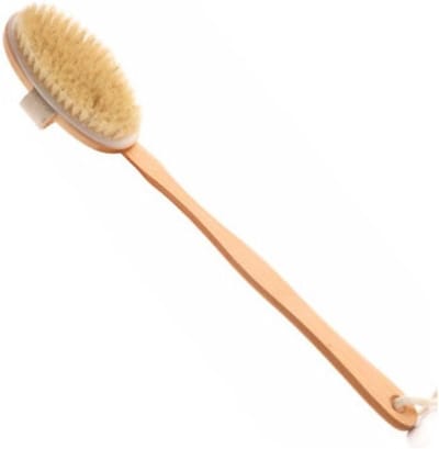 Langhandige Natuurlijke Borstel voor Lichaamsverzorging, Afneembare Back Scrubber voor Diepe Reiniging en Massage (41 x 6.5cm)