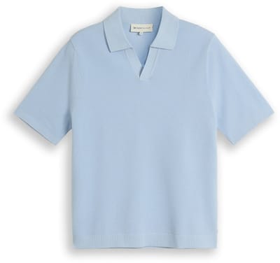 Tom Tailor Denim - Piqué gebreid poloshirt van katoen - Maat XXL - Light Metal Blue