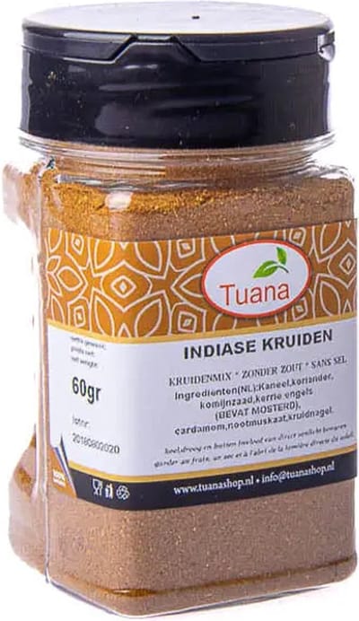 Tuana Kruiden - Indiase Kruiden Zonder Zout - Zak 1000 Gram - KZ0097