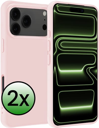 Hoesje 2 Stuks - Geschikt voor Apple iPhone 17 Pro - Sterk & Shockproof - Case Siliconen - Back Cover - Telefoon Hoes - Lichtroze