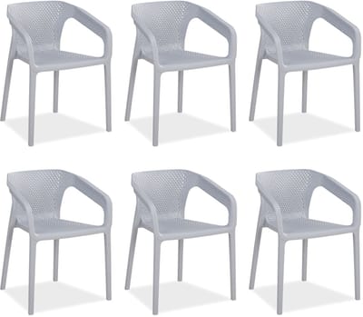 Homestyle4u Tuinstoelen - Set van 6 - Grijs - Stapelstoelen - Kunststof