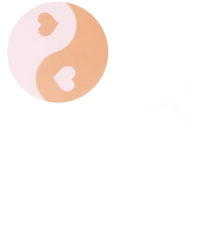 25 Yin en Yang Hart Stickers - Etiketten - Sluitstickers - Mat - Rond - Roze - Oranje - 40 mm