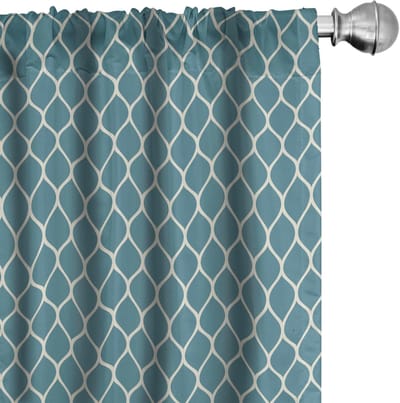 ABAKUHAUS Voorhangen Geometrisch blauw-wit – 2-delige set 75x225 microvezel