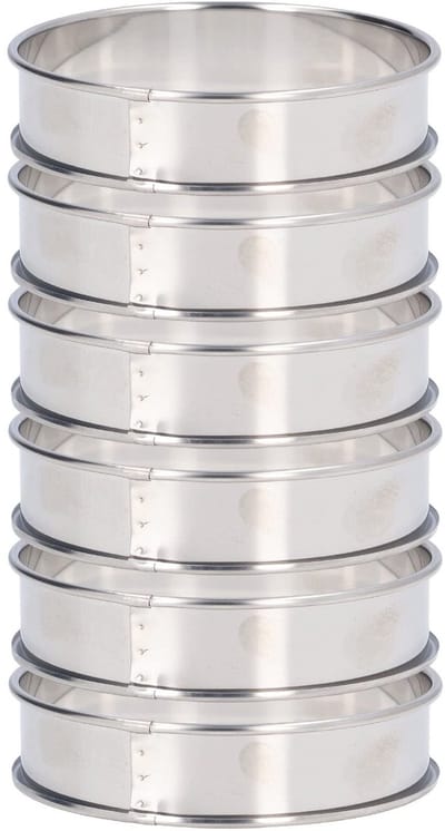 Selbro® Crumpetringen, 6 stuks roestvrijstalen Engelse muffinringen met antiaanbaklaag, dubbele cakering, dessertcakering, voedselbereidingsgereedschap (10 cm)