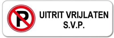 Bord Uitrit Vrijlaten - Weerbestendig Aluminium - 40x15 cm - Bevestiging: Zonder bevestiging (alleen het bord)
