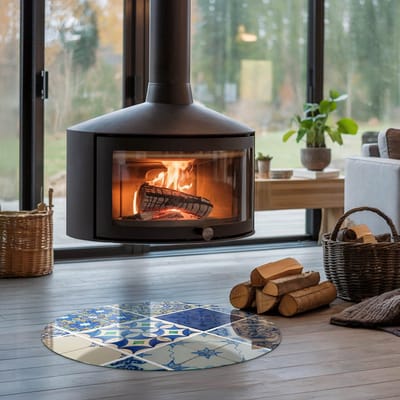Coloray Vloerplaat Houtkachel - Plaat voor Onder Houtkachel - 70 cm x 70 cm - Open Haard Accessoires - Blauw Vloerplaat Kachel - Plaat Kachel - Plaat onder Houtkachel - Kachel Onderplaat - Onderplaat