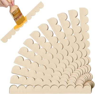 24stuks decoratieve houten strips - 12parr - Decoratieve houten strips - Deurkozijnbekleding - Onafgewerkte houten strips met waaierrand - 4×40cm - Waaiervormig - DIY - Geschikt voor kasten, ramen, planken, deuren, muren - Natuurlijke houtkleur