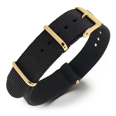 NATO Horlogeband G10 Military Nylon Strap - Zwart - Goud Staal - 16mm