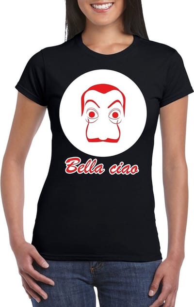 Salvador Dali bankovervaller t-shirt zwart voor dames - Bella Ciao S