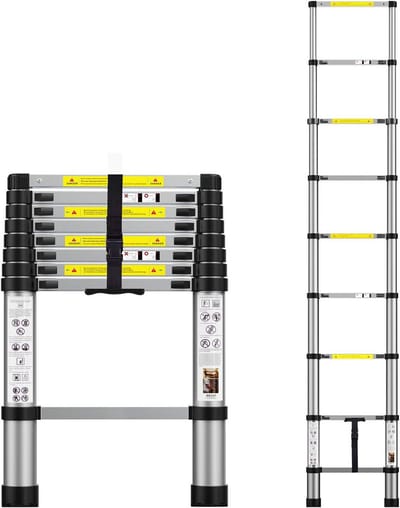 Telescopische Ladder - Uittrekbare Ladder - Voor Binnen en Buiten - Compact Opvouwbaar - 25 m - Aluminium