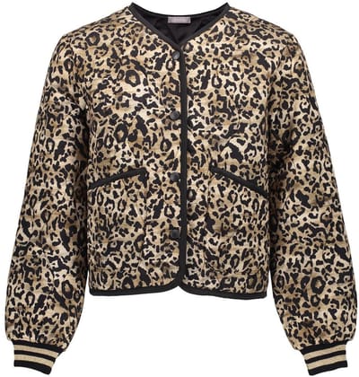 Geisha winter bomberjas meisjes - zwart/zand - luipaard