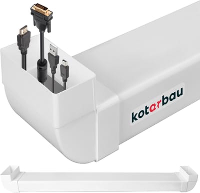 KOTARBAU® Kabelgoot, Kabelkanaal, PVC, 120 x 60 mm, 113 cm Lang, kabelgoot muur, Wit, Onzichtbare Kabeldoorvoer, Kabelafdekking