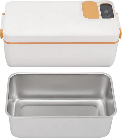 Elektrische Lunchbox - Voor Onderweg, Kantoor & School - Draagbaar & Oplaadbaar met Touchscreen Bedieningsknop - Inclusief Geïsoleerde Tas - Oranje
