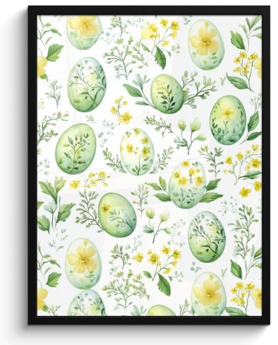 Poster in lijst - Fotolijst 50x70 cm - Posters - Patroon - Groen - Eieren - Posterlijst zwart - Decoratie - Wanddecoratie woonkamer - Muurdecoratie slaapkamer