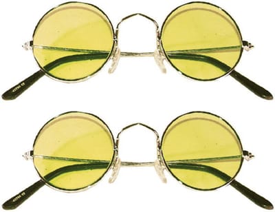 Hippie Flower Power - Zonnebril - 2 stuks - ronde glazen - geel