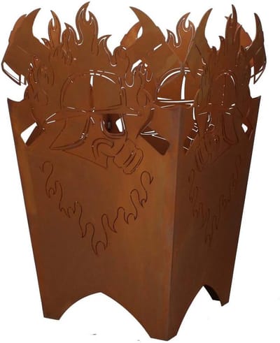 Vuurkorf met ademhalingsbescherming voor terras en tuin - hoekig ontwerp, 65 cm hoog