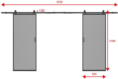 Vente-unique Dubbele schuifdeur met ophangsysteem - Aluminium en gerookt glas - 2 x H205 x B63 cm - LINCI II