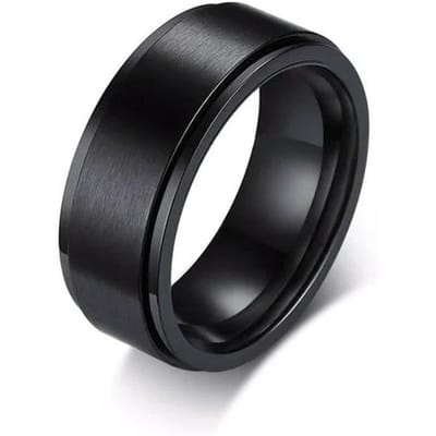 Eenvoudige 8mm Angst Fidget Spinner Ringen voor Mannen Vrouwen Coole RVS Draaiende Ringen Anti Stress Trouwsieraden 9 black