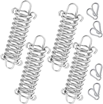 Dailygoods- Spanveren 4 stuks - Robuuste Trekveren - Roestvrij Staal - Karabijnhaken - Weerbestendig - Ideaal voor Zonnezeil - Trekveer