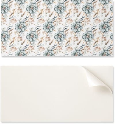 Vinyl decoratie met print, eenvoudig te monteren (100x50 cm), bloemenpatroon op de achtergrond.