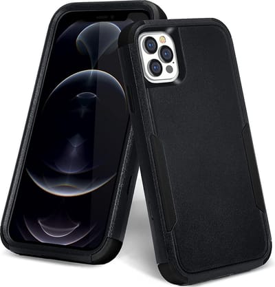 HB Hoesje Geschikt voor Apple iPhone 12 Pro Max - Zwart - Heavy Duty Armor Back Cover Case