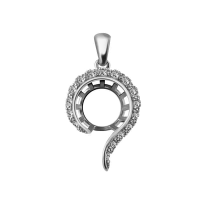 Quiges 925 Zilver Eligo Hanger met Zirkonia rondom voor verwisselbaar 12 mm Bolletje - NESH12002