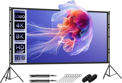 Projectiescherm - Draagbaar Scherm - Thuisbioscoop Presentaties - 160 Graden Kijkhoek - 120 Inch 16:9 - Wit Zwart