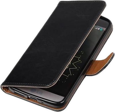 Zakelijke Book Case Telefoonhoesje Geschikt voor de LG G5 - Portemonnee Hoesje - Pasjeshouder Wallet Case - Zwart