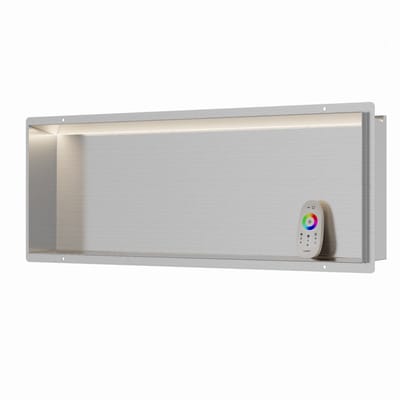RVS Inbouwnis 30x90x10cm met tegelflens en RGB verlichting