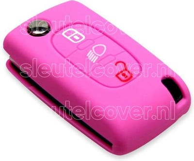 Autosleutel Hoesje geschikt voor Peugeot - SleutelCover - Silicone Autosleutel Cover - Sleutelhoesje Roze