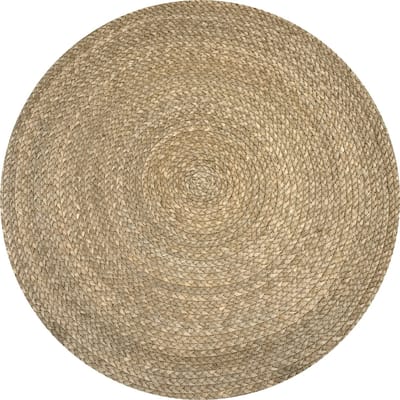 Fine Asianliving Oosters Vloerkleed Handgemaakt Naturel Lisdodde Dia.120cm