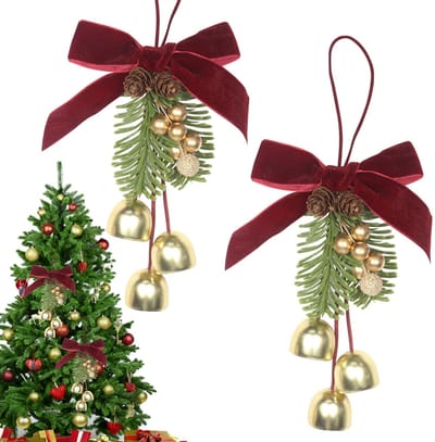 Dailygoods- Kerststrikken Rode Hanger - 2 Stuks - Kerstboomversiering - Decoratie voor Kerstkrans - Geschenkdecoratie - Fluweel 14x17 cm - Kerstdecoratie