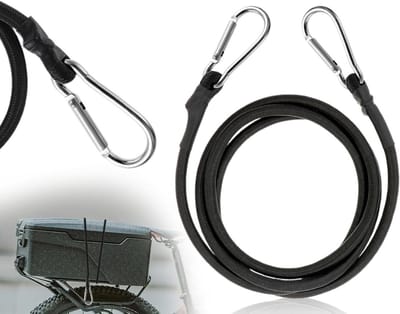 Spanrubber met haken - Elastische band - Bagage vastzetten - Aluminium gespen - 100 cm - Zwart