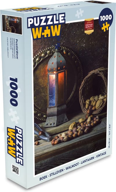 Puzzel Boek - Stilleven - Walnoot - Lantaarn - Vintage - Legpuzzel - Puzzel 1000 stukjes volwassenen