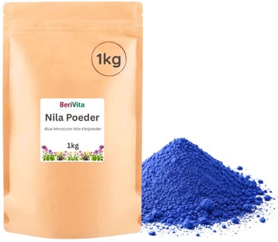 Nila Poeder 1kg - Zuiver Blauw Kleipoeder uit Marokko - Blue Nila