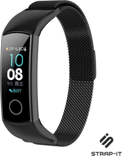 Milanees Smartwatch bandje - Geschikt voor Honor band 4 / 5 Milanese band - zwart - Strap-it Horlogeband / Polsband / Armband