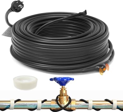 Vorstbestendige verwarmingskabel met thermostaat - 16,4 W/m, 230 V, IP65, zwart - Ideaal voor waterleidingen en planten