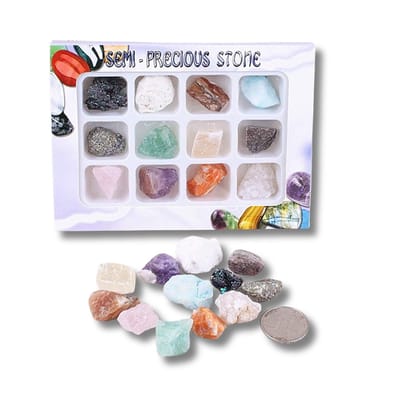 Kristallen en Ruwe Edelstenen in doosje - Mix van 12 - Geschenkset - Onbewerkte Stenen & Kristallen 20-30MM