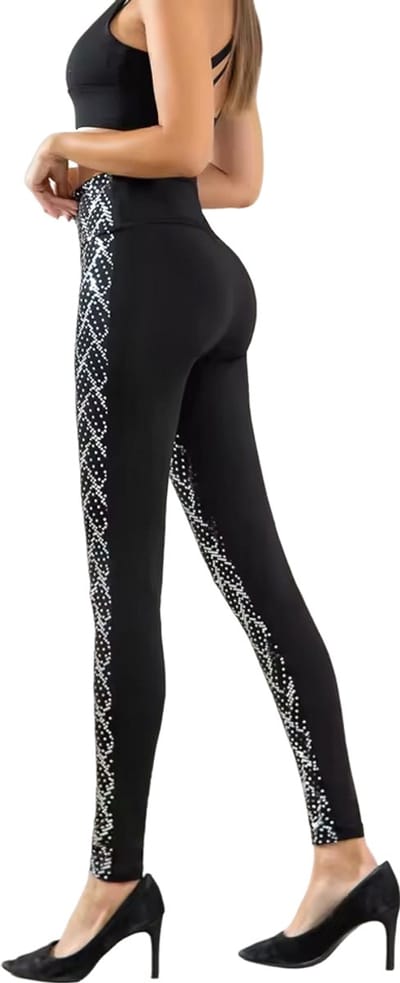Glitter Legging - Dames - Glinster Broek - Zwart - Zilver