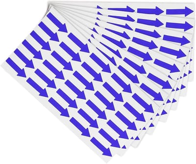 Allecto Plus - 15 stuks pijlstickers blauw 12 x 05 PVC voor stroomrichting defectmarkering - kwaliteitscontrole - inspectie.