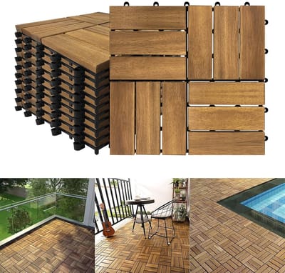 Houten Tegels - Balkon Terras - Tuin Aankleden - Acaciahout Drainage - 30x30cm - Bruin