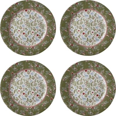 Laura Ashley Stockbridge Collectables Bordenset 4 persoons servies - Kerstservies -Geschenkset - Ø 20 cm - Ontbijtborden