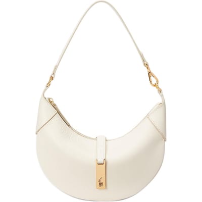 Polo Ralph Lauren Sac Dumpling Fermeture Éclair Logo de Marque Sac à Bandoulière Croissant en Cuir Mini Sacs pour Femmes Ivoire 428895802007 Basic Set (Bag+Dust Bag) beige