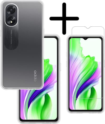 Hoesje Met Screenprotector - Geschikt voor OPPO A18 - Sterk & Shockproof - Back Cover - Siliconen Case - Telefoon Hoes - Transparant