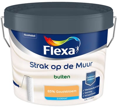 Flexa - Strak Op De Muur Buiten Zijdemat - 85% Goudsbloem - Mengverf - 2,5 L