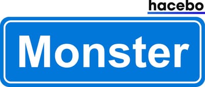 Hacebo - Plaatsnaam Sticker - 29x10 CM - Monster sticker - Verkeersborden sticker - grappige cadeaus - Monster