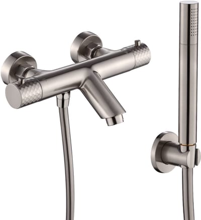 WEBO Oliver opbouw badkraan met handdouche complete set - RVS - watervalontwerp - twee-knop bediening complete set