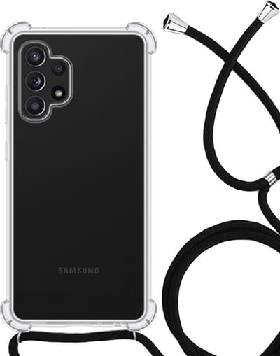 Hoesje - Geschikt voor Samsung Galaxy A13 4G - Met Koord - Shock Proof - Siliconen Case - Back Cover - Telefoonkoord - Telefoon Hoes Shockproof - Telefoonketting - Telefoonhoesjes - Transparant