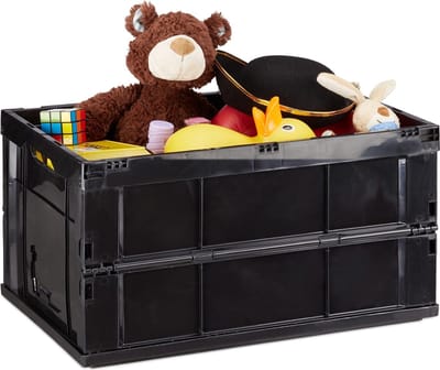 vouwkrat - 60 l - stabiel - stapelbaar - kunststof - 31,5 x 58,5 x 40 cm - zwart