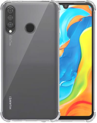 Smartphonica Telefoonhoesje Geschikt voor Huawei P30 Lite - Nova 4E Transparant Schokbestendig - Shockproof TPU SIliconen Backcover Case met Stootrand Doorzichtig